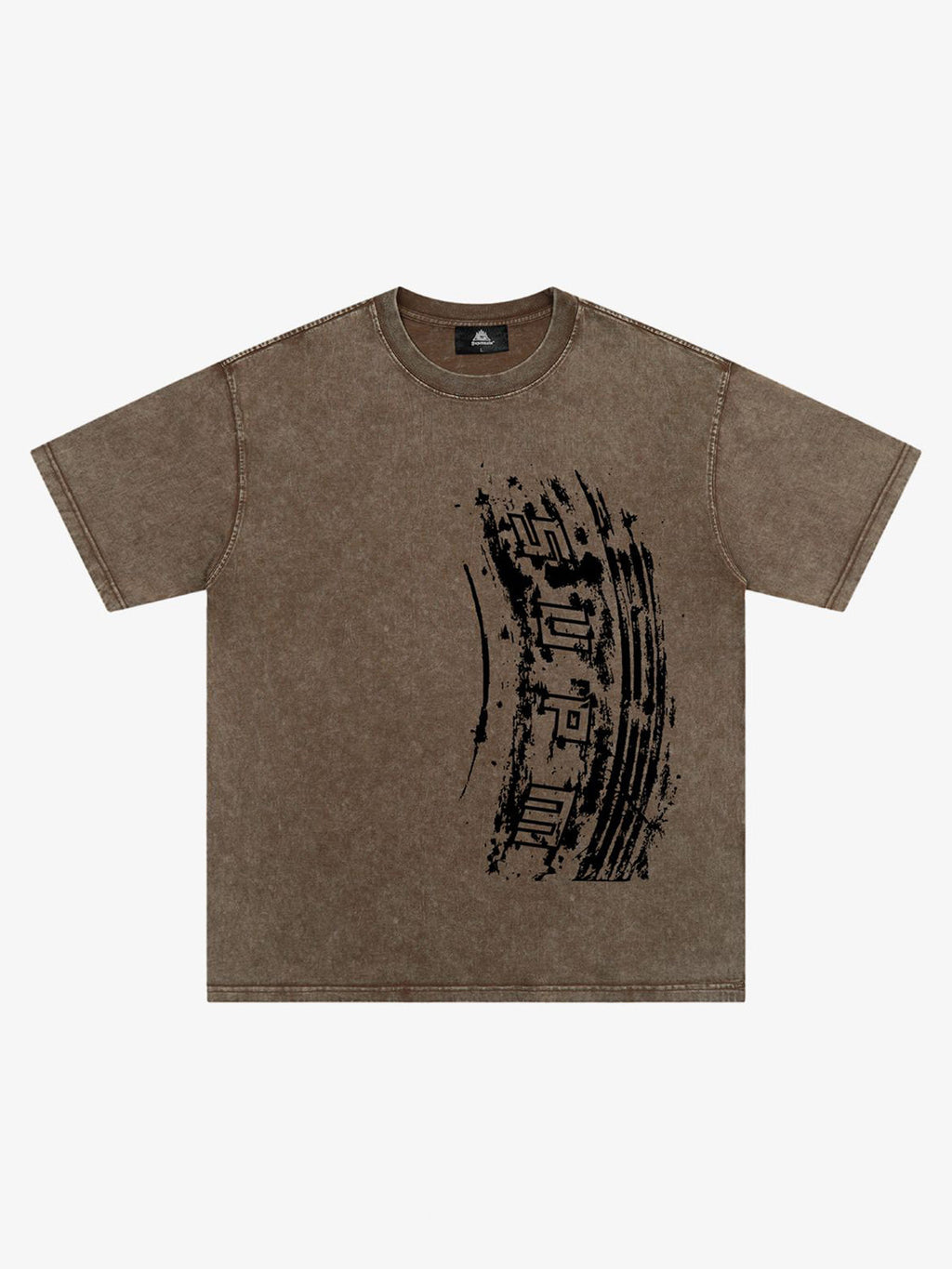 Tire Print Lettering T-Shirt