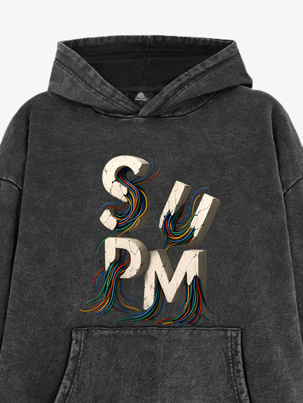 French Terry Streetwear Gravel Wire Font Hoodie