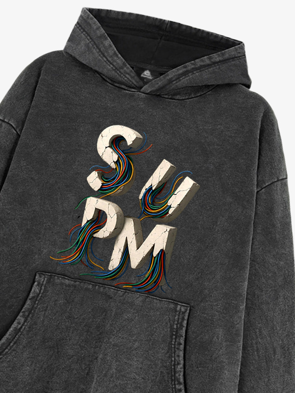 French Terry Streetwear Gravel Wire Font Hoodie