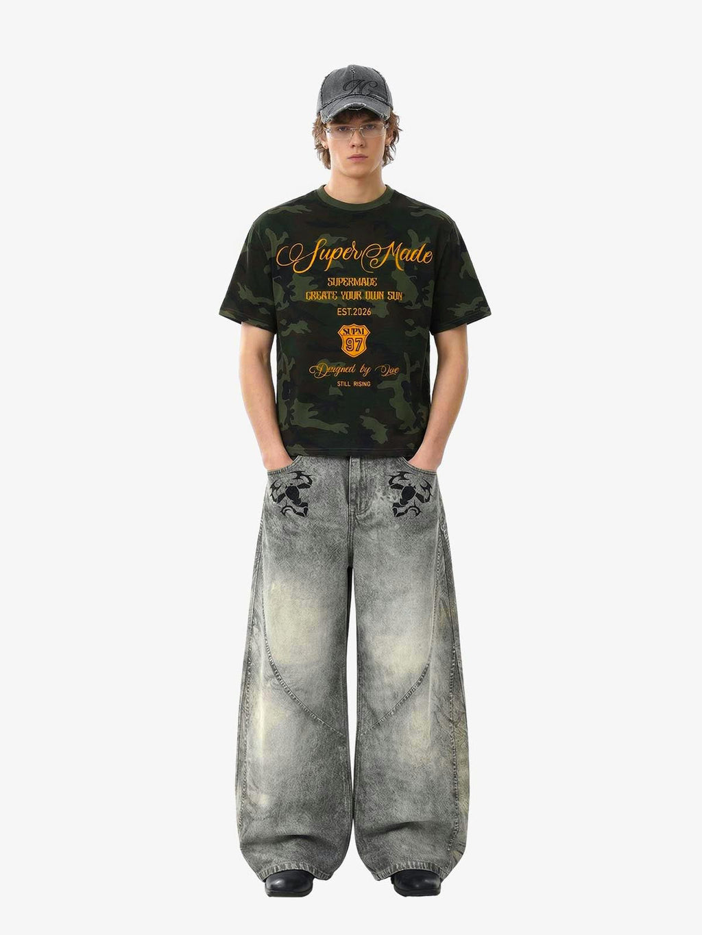 Washed Scorpion Graphic Panel Pants