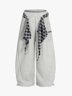 Street Detachable Plaid Waistband Machete Casual Pants