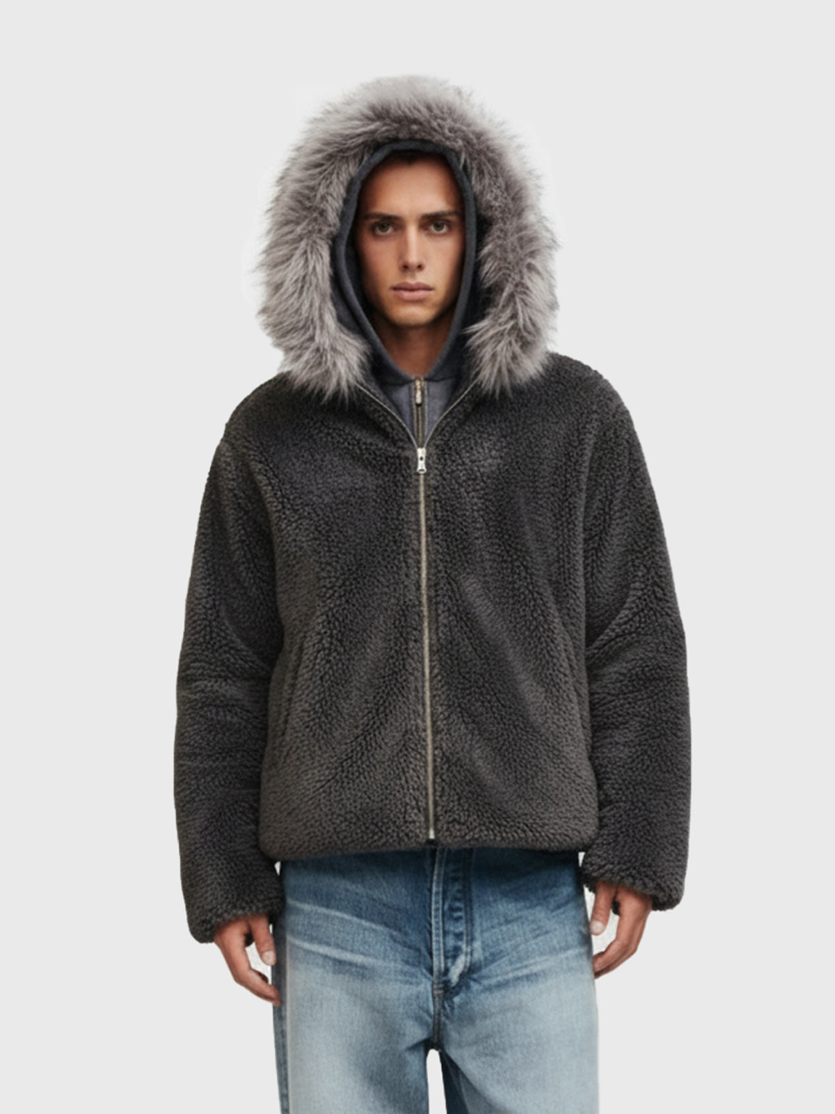 Theprecipice Fur Hooded Quilted Sherpa Jacket - 2304