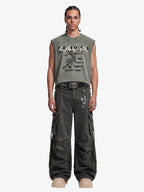 Washed Safety Pin Graphic Cargo Pants