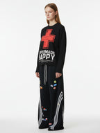 Street Cross Lettering Print Long-Sleeved T-Shirt - 2608