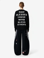 Street Cross Lettering Print Long-Sleeved T-Shirt - 2608