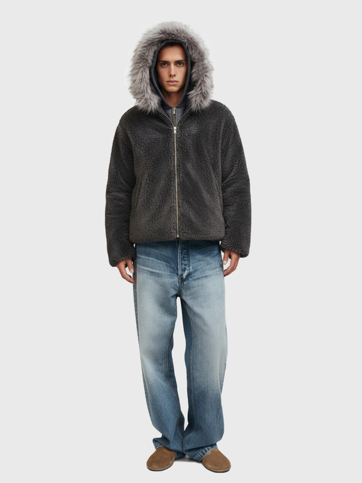 Theprecipice Fur Hooded Quilted Sherpa Jacket - 2304