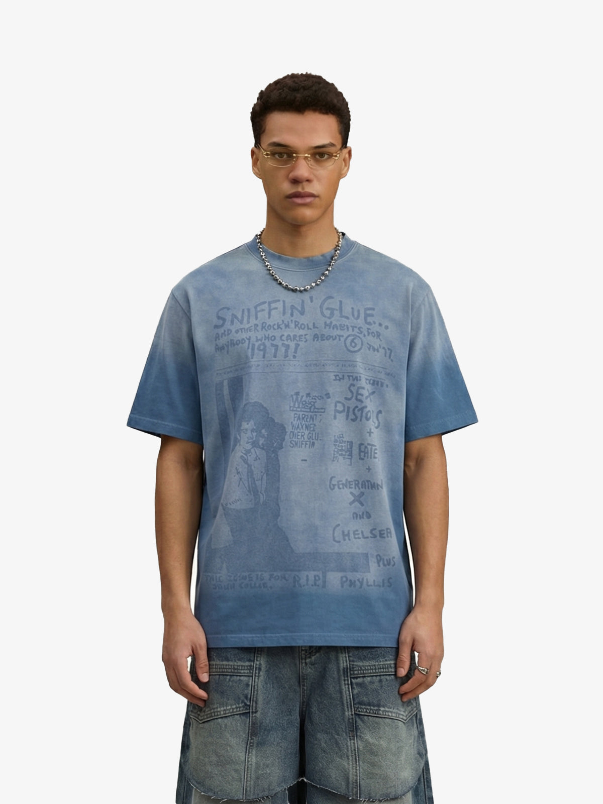 Washed Graphic Print Cotton T-Shirt