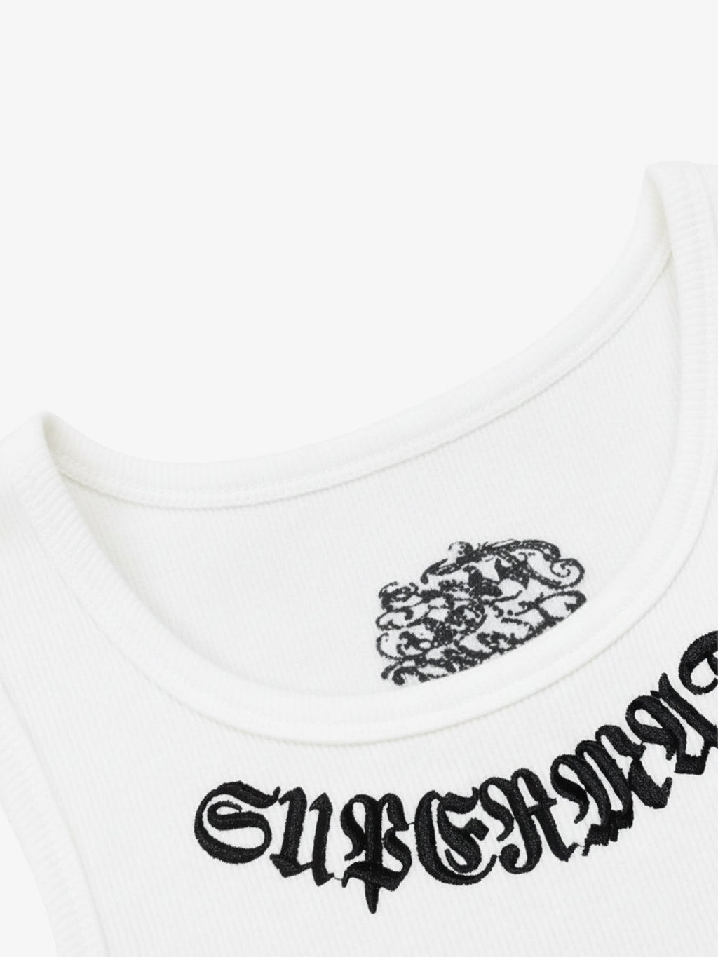 Gothic Lettering Embroidered Ribbed Vest - 2522