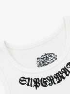 Gothic Lettering Embroidered Ribbed Vest - 2522