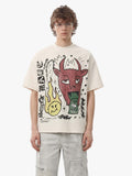 Waffle Knit Graffiti Devil Graphic Oversized T-Shirt