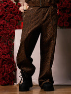 SUPM Graffiti Print Leather Leopard Print Baggy Pants