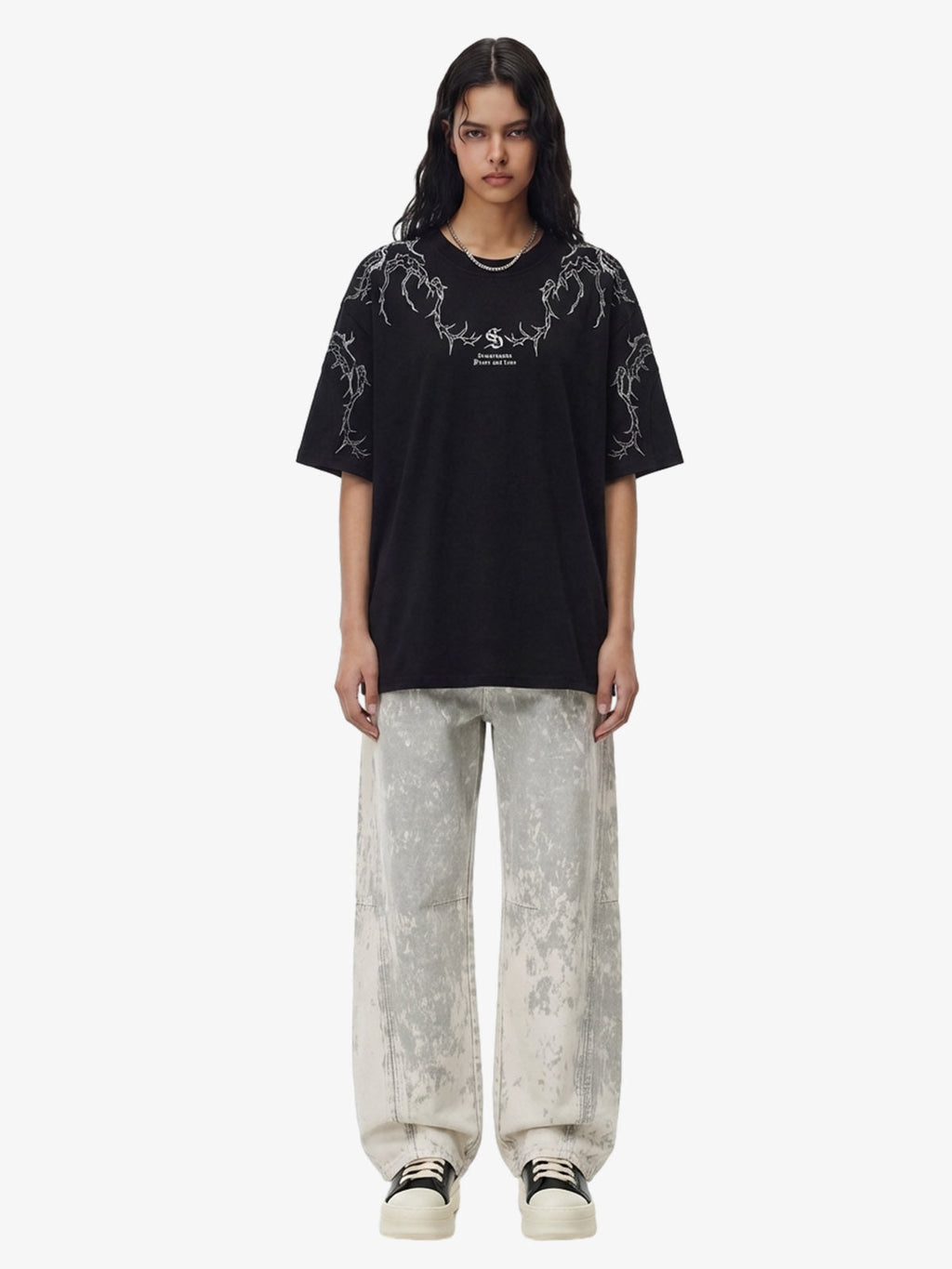 Thorn Embroidery Suede T-Shirt