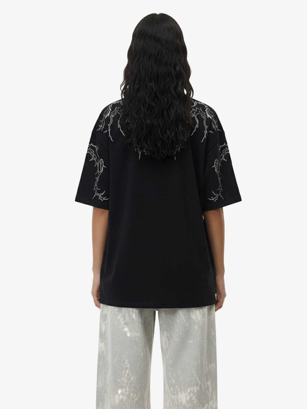Thorn Embroidery Suede T-Shirt