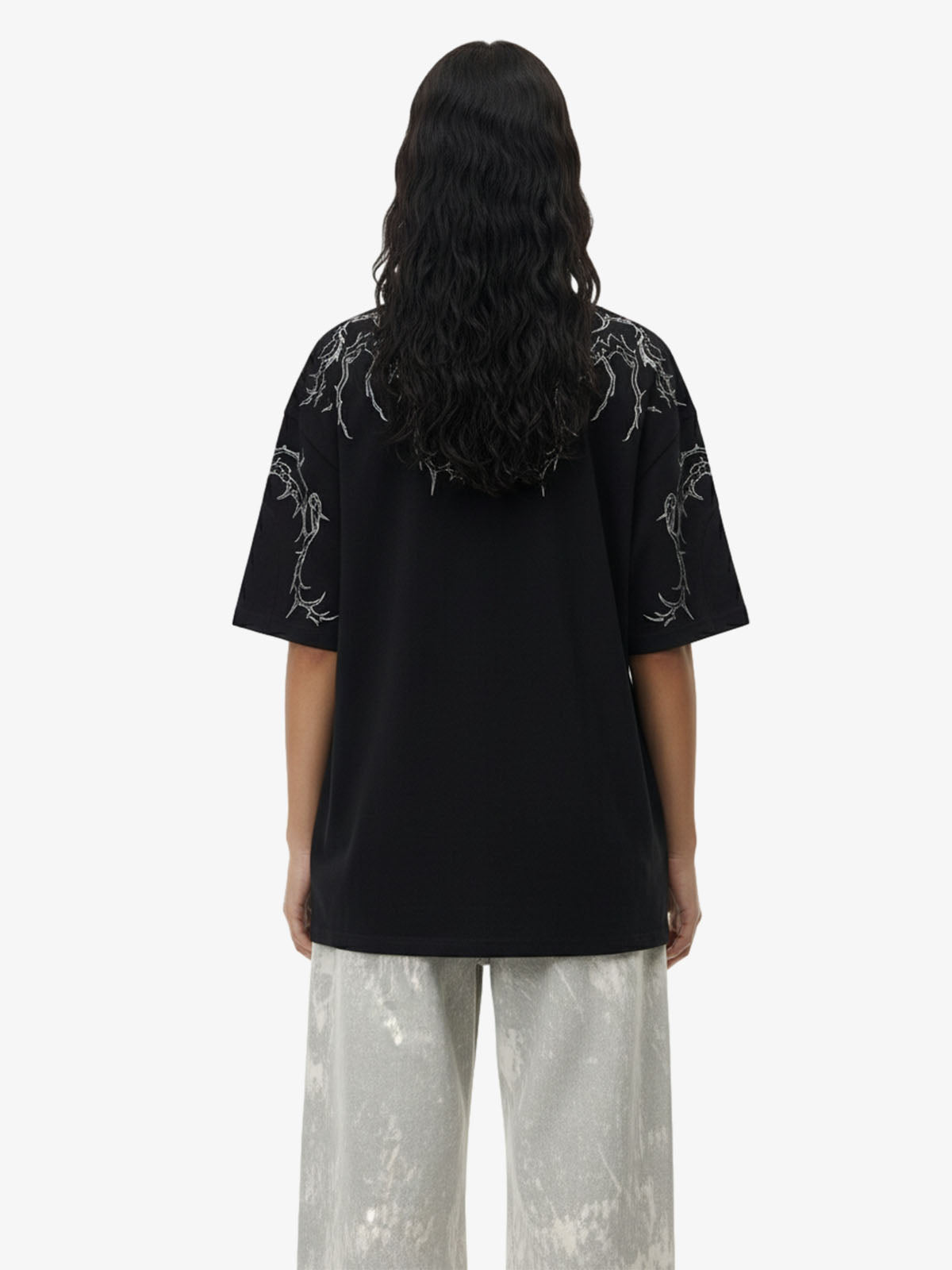 Thorn Embroidery Suede T-Shirt