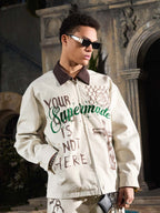 precipice Retro Slogan Embroidered Canvas Set - 2594