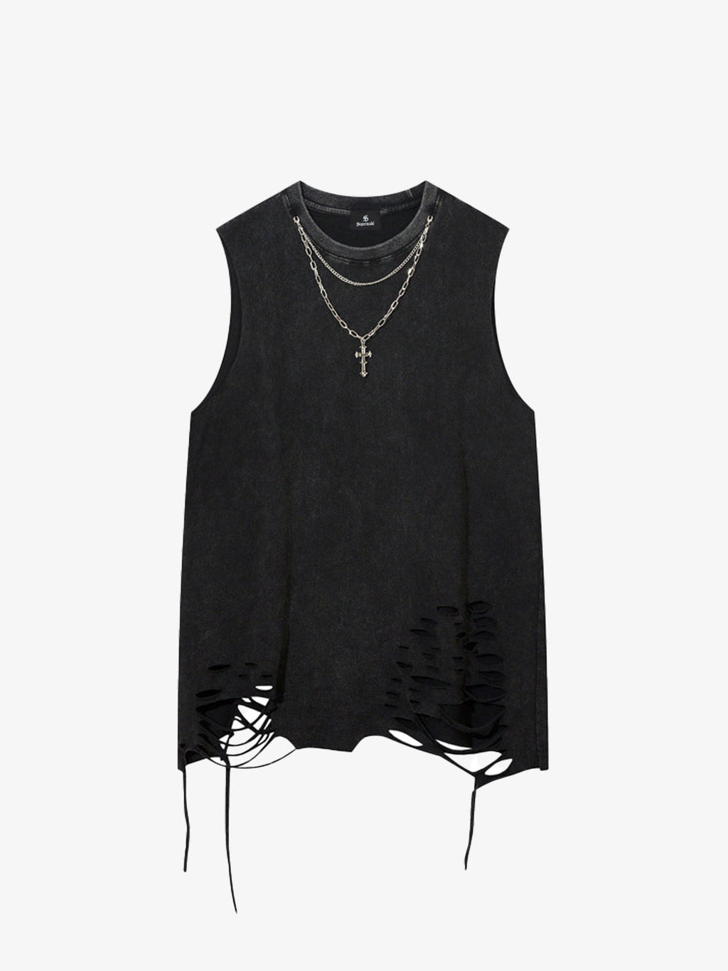 Street Ripped Vest with Detachable Necklace