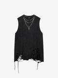 Street Ripped Vest with Detachable Necklace