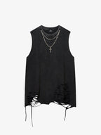 Street Ripped Vest with Detachable Necklace