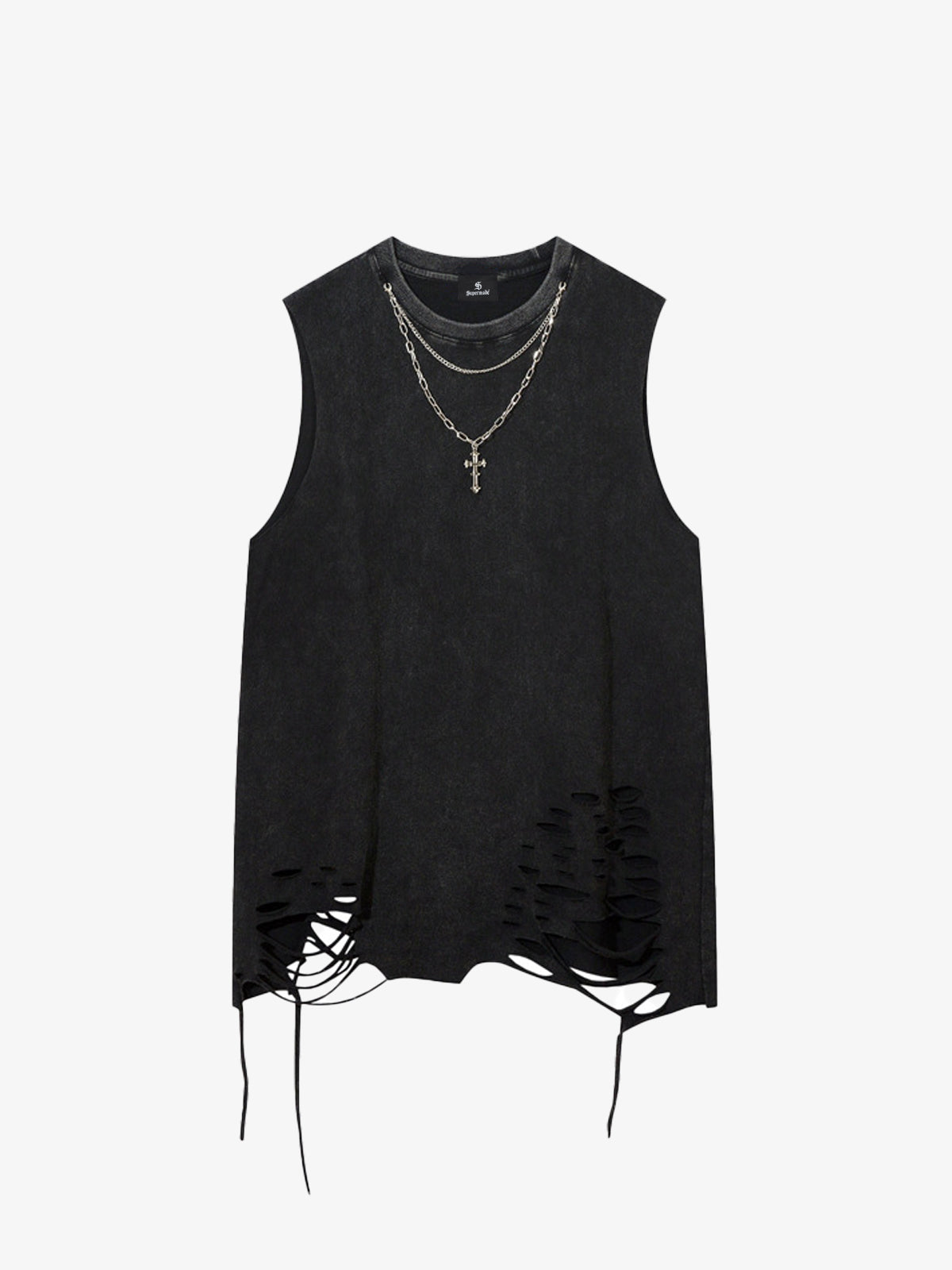 Street Ripped Vest with Detachable Necklace