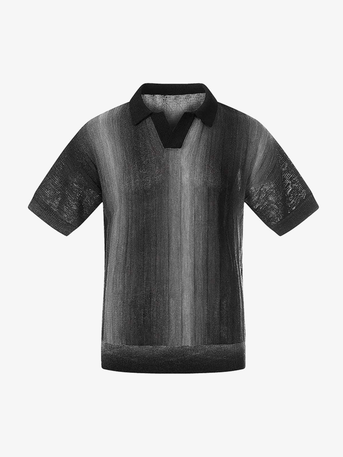 Gradient Textured Knit Polo Shirt