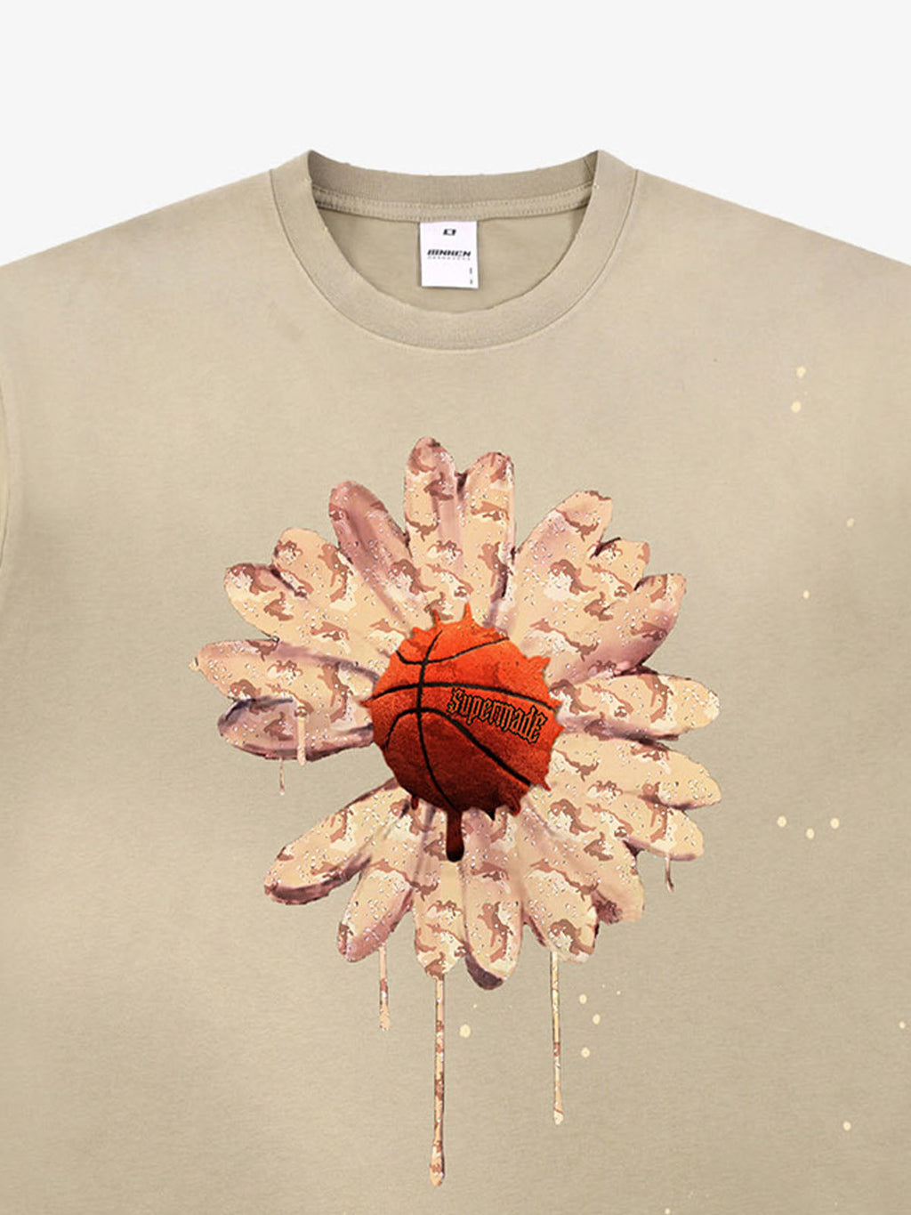 precipice Floral Basketball Ink Splatter Graphic T-Shirt