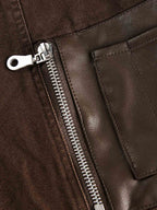 Retro Panelled Utility Multi Pocket Zip Up Bomber Jacket