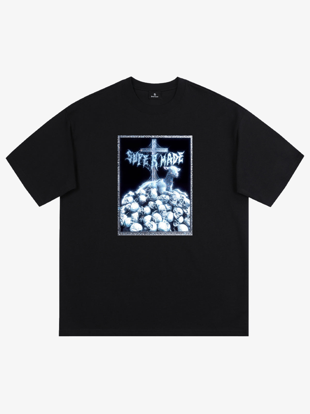 Gothic Cross Skull Graphic T-Shirt