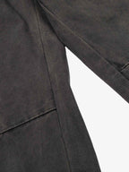 High Waist Button Fly Curved Seam Washed Jeans