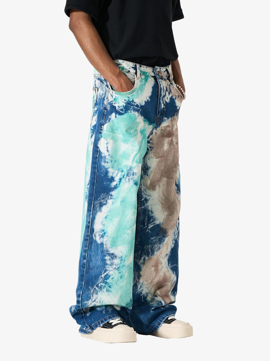 Artistic Brushstroke Hand-Painted Effect Jeans