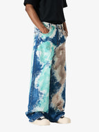 Artistic Brushstroke Hand-Painted Effect Jeans
