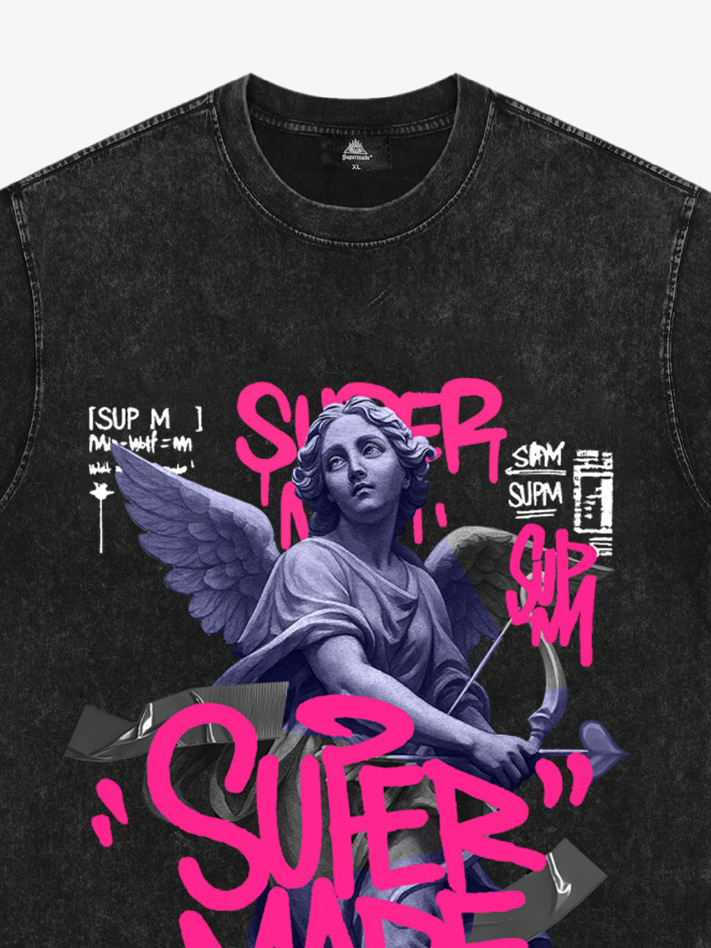Street Pink Lucky Angel Graphic Design T-Shirt
