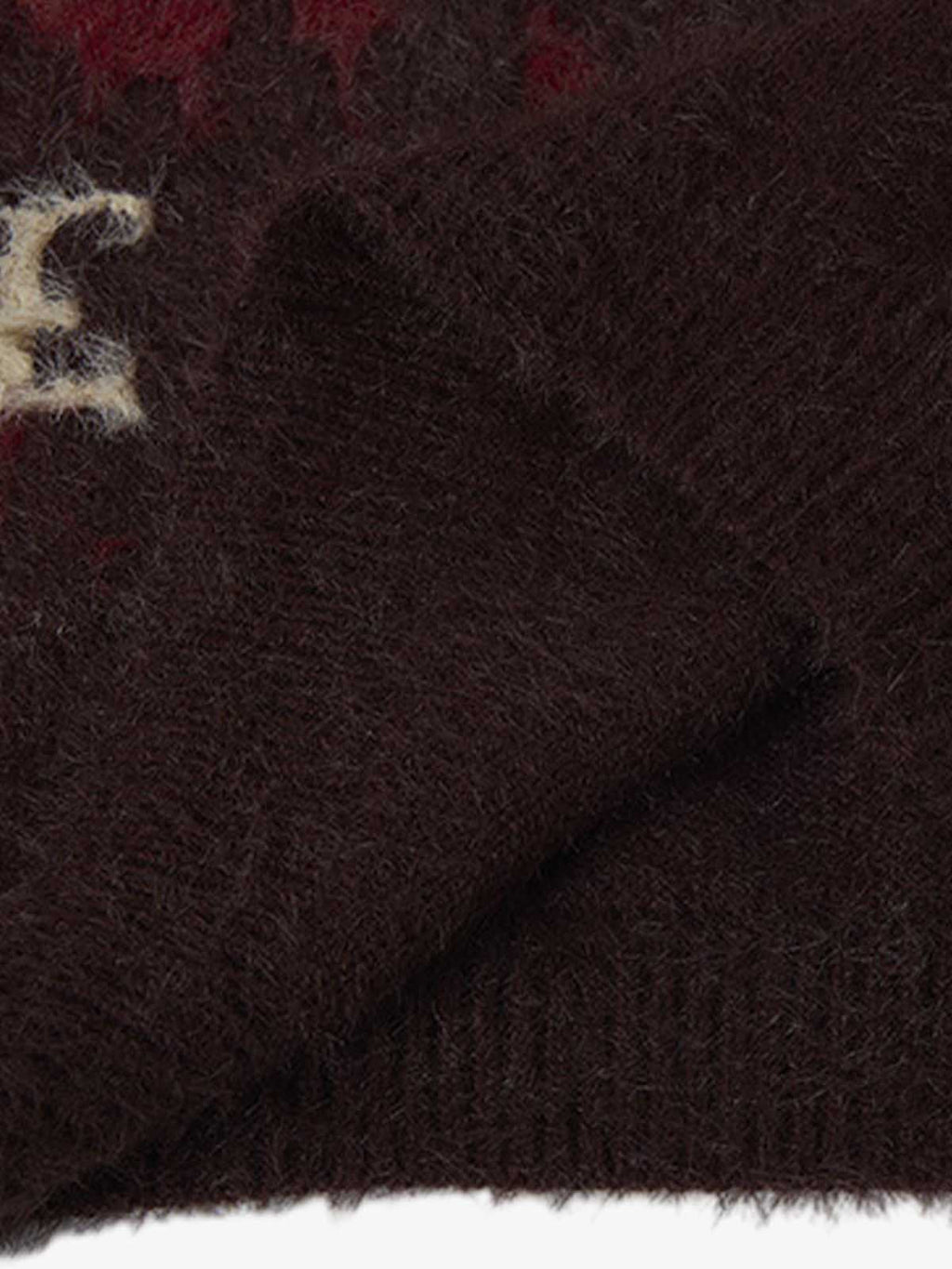 Burning Letter Jacquard Fuzzy Mohair Knit Sweater