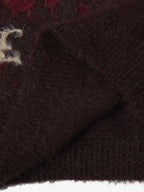 Burning Letter Jacquard Fuzzy Mohair Knit Sweater