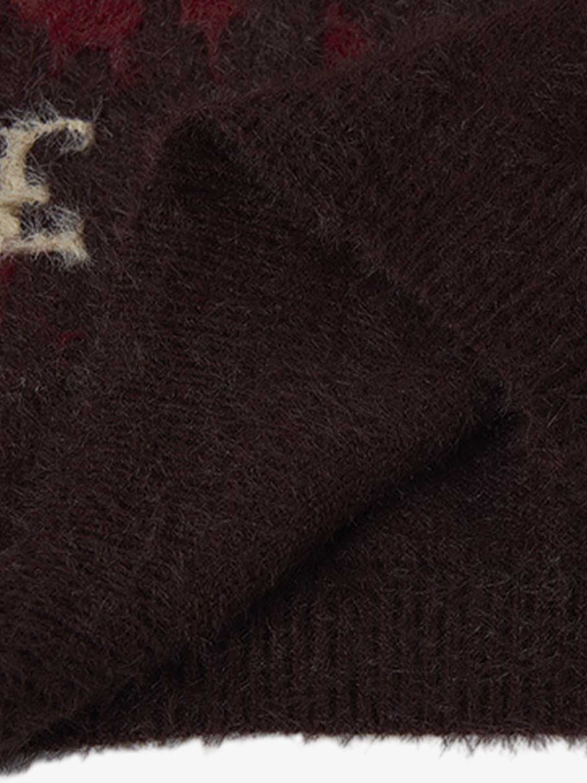Burning Letter Jacquard Fuzzy Mohair Knit Sweater
