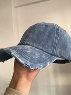 Washed Distressed Frayed Brim Baseball Cap