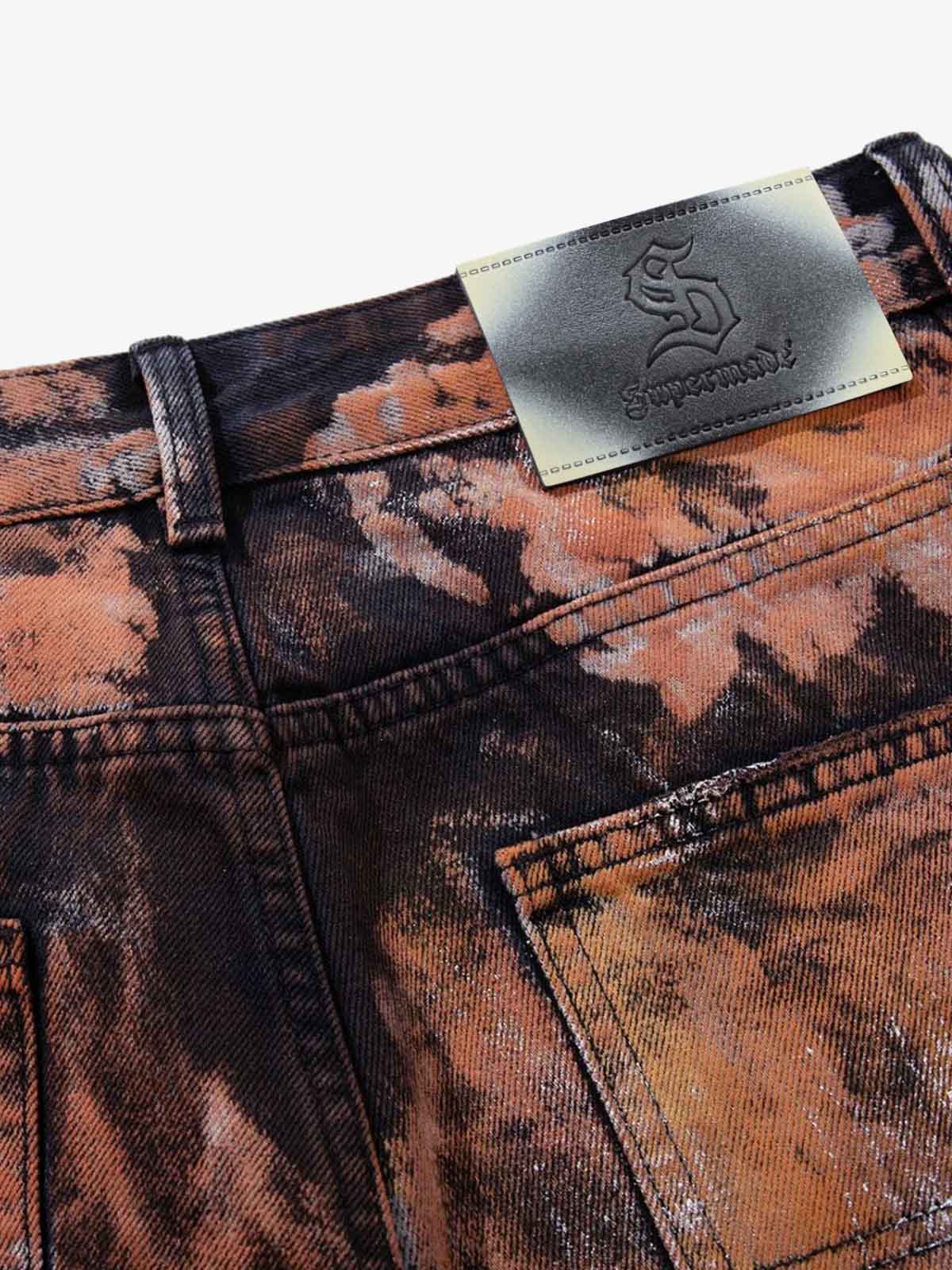 Graffiti Painted Cargo Denim Jeans