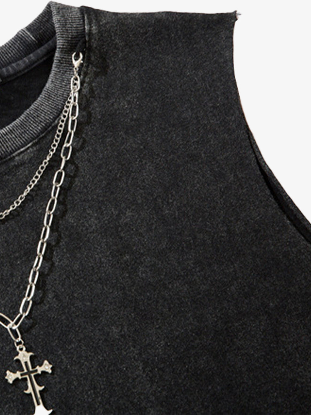 Street Ripped Vest with Detachable Necklace