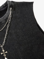 Street Ripped Vest with Detachable Necklace