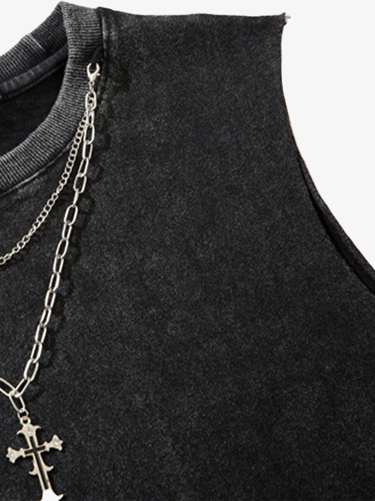 Street Ripped Vest with Detachable Necklace