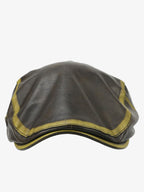 Contrast Stitch Faux Leather Flat Cap