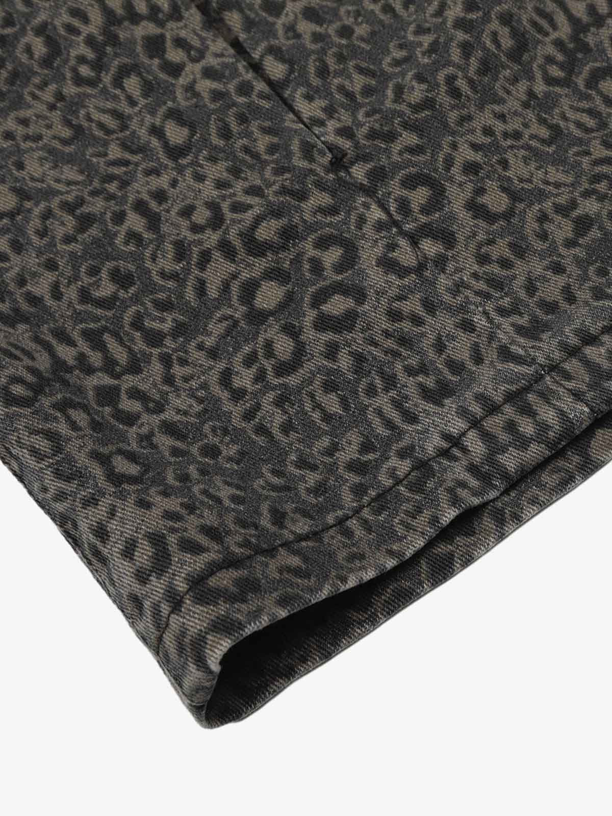 Leopard Pleated Wide Leg Denim Barrel Jeans