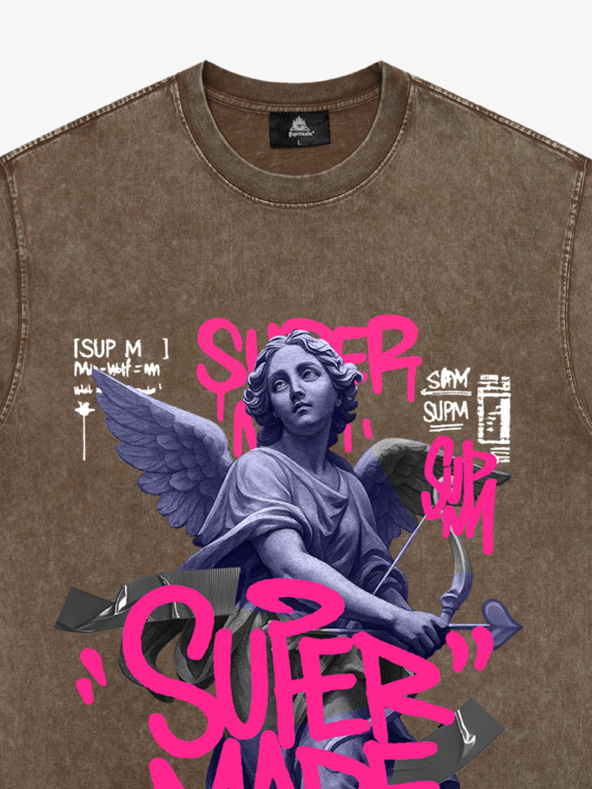 Street Pink Lucky Angel Graphic Design T-Shirt