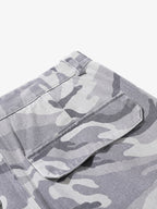Snow Camouflage Machete Wide-Leg Cargo Barrel Pants - 2548