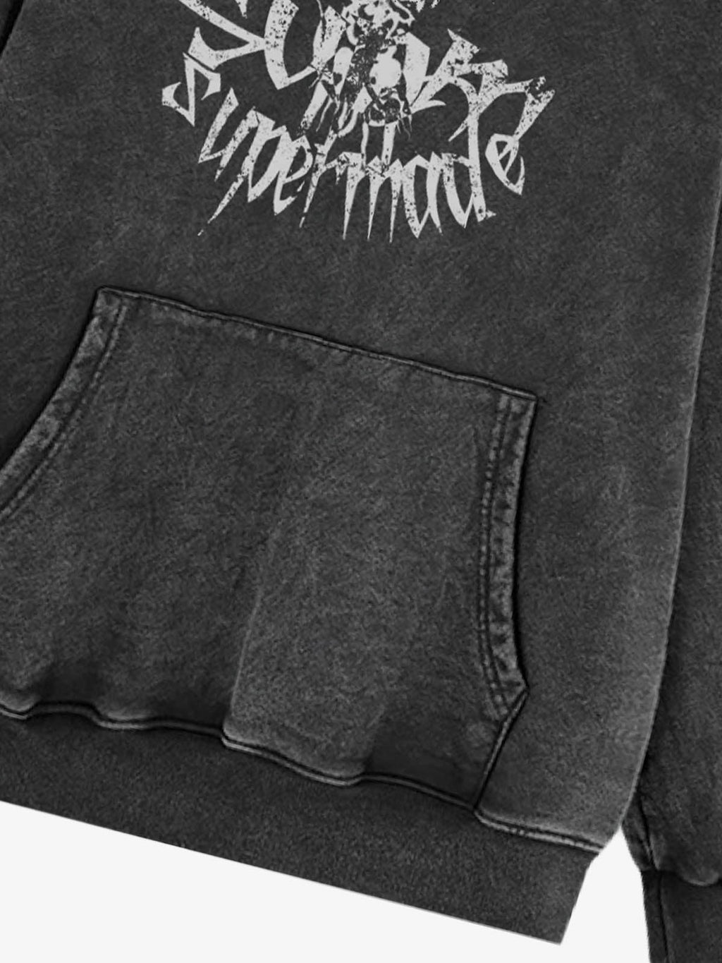 Gothic Devil Graphic Washed Hoodie