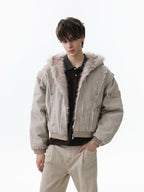 Retro Washed Fleece-lined Hooded Work Jacket