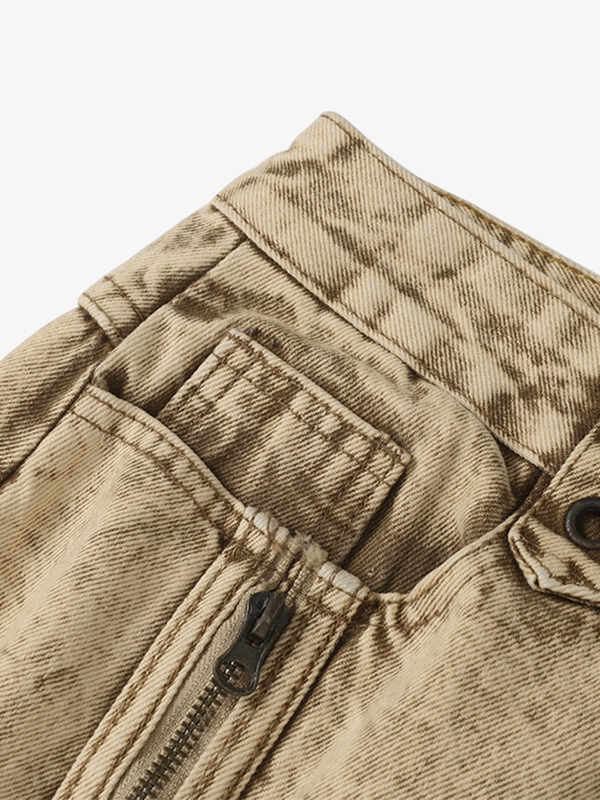Distressed Raw-Edge Panel Sculpted Wide-Leg Jeans - 2590