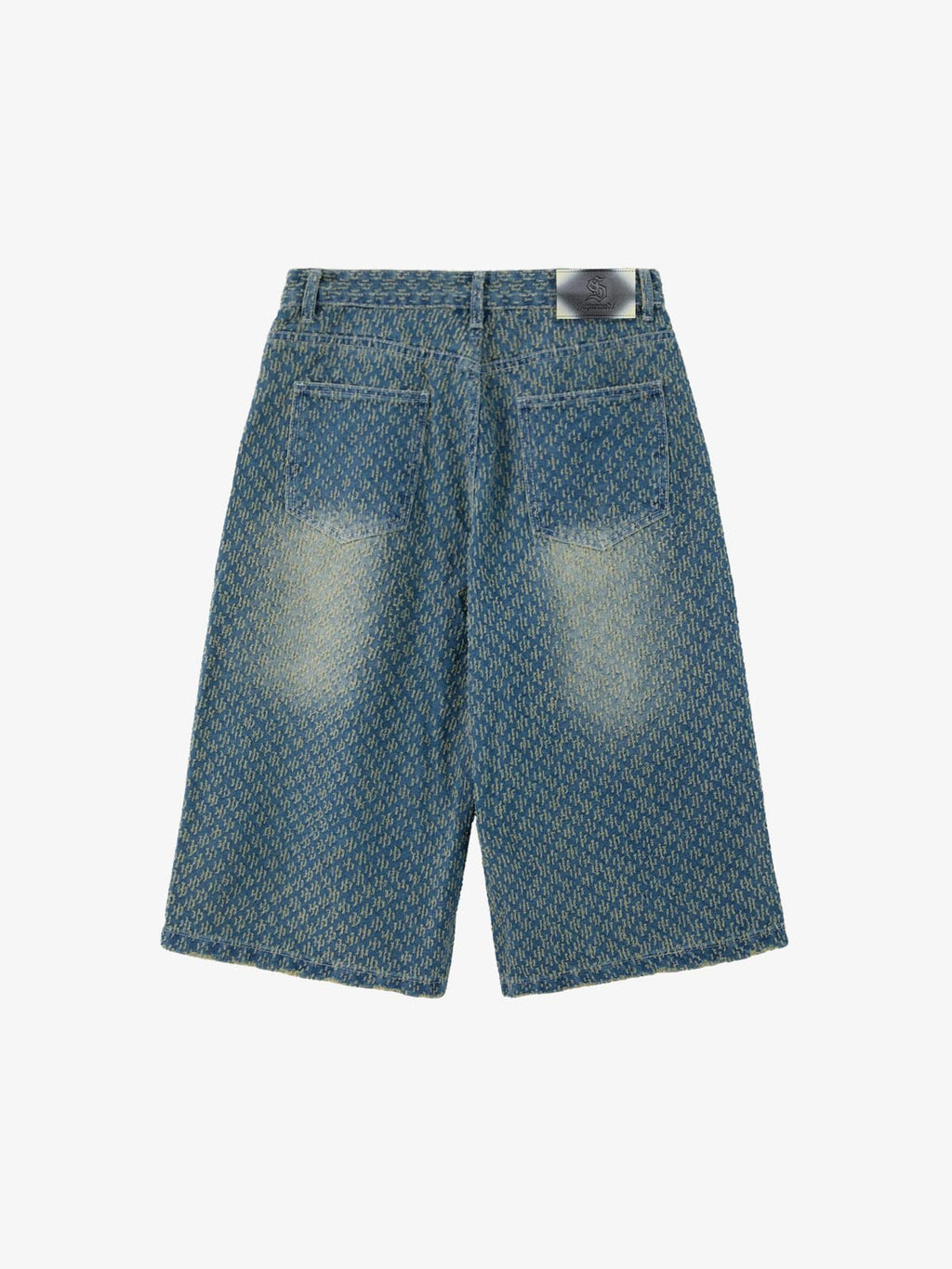 Vintage Distressed Textured Ripped Wide Leg Denim Jorts