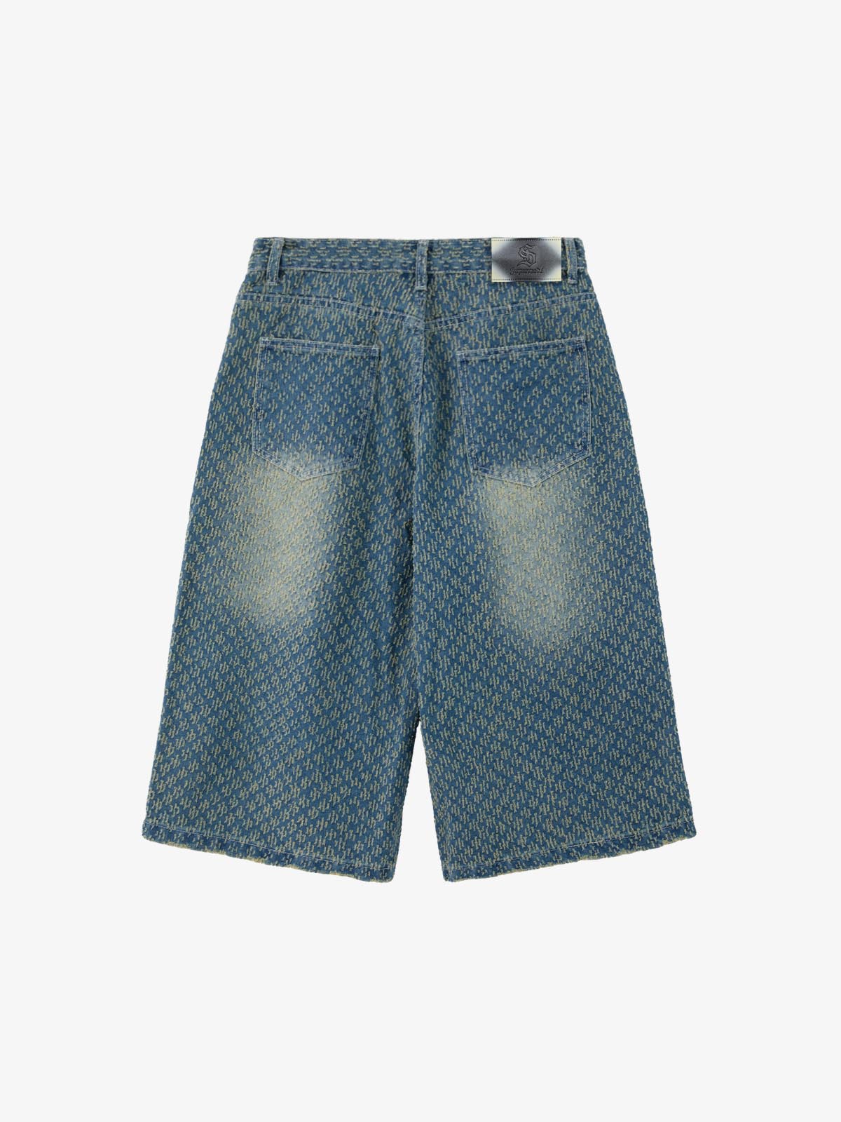 Vintage Distressed Textured Ripped Wide Leg Denim Jorts