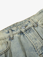 Vintage Washed Rivet-Detailed Wide Leg Jeans