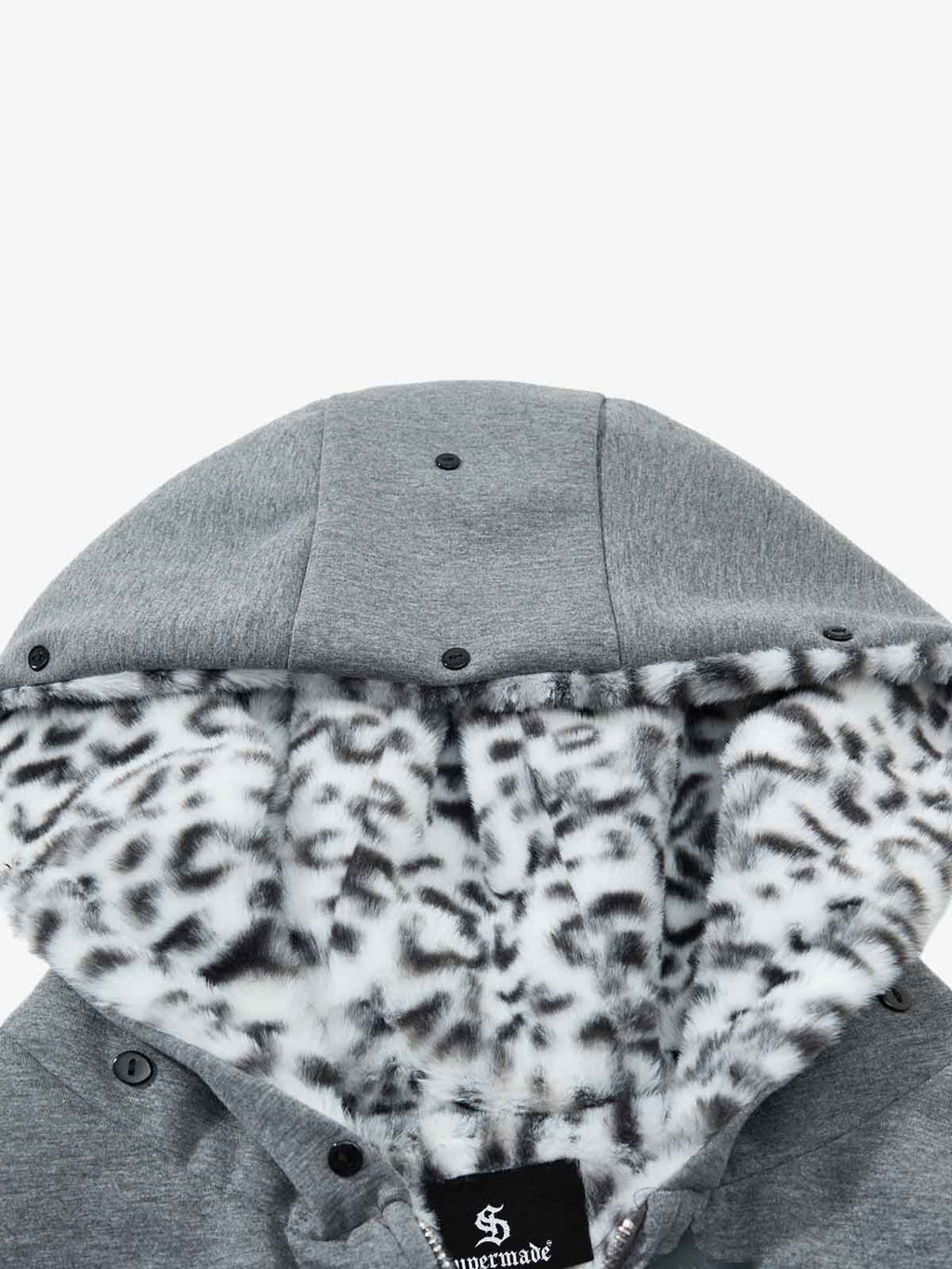 Vintage Faux Fur Hoodedd Leopard Lined Graphic Bomber Jacket